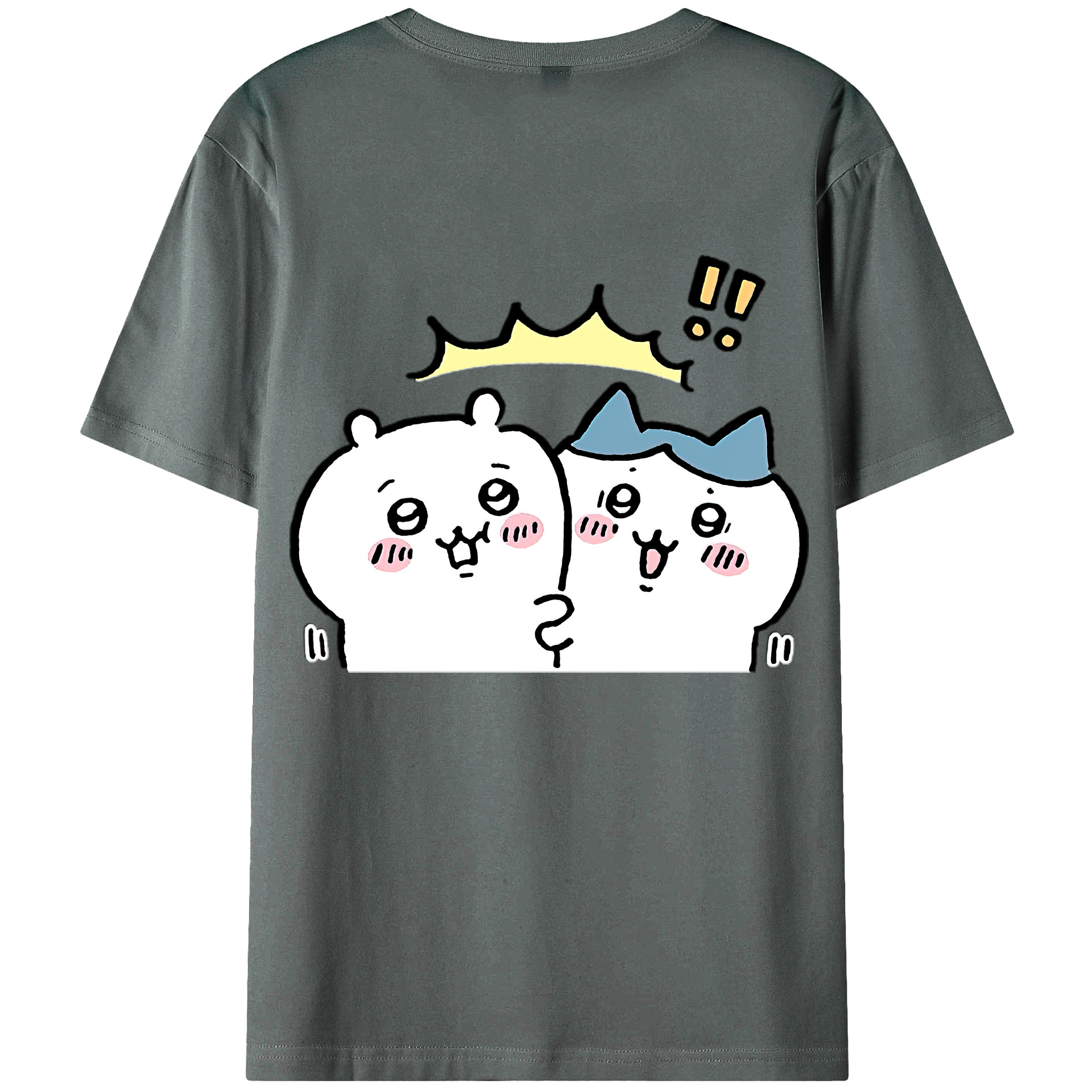 （画像用） ちいかわ ハチワレ Chii-kawa hachiware 綿100％ メンズ半袖Tシャツ（バックプリント） 通気性